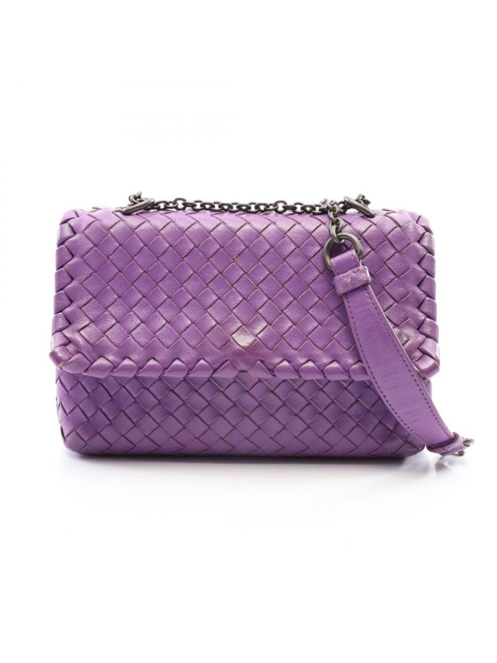 Bottega Veneta Shoulder Bag Olympia Intrecciato Purple Leather